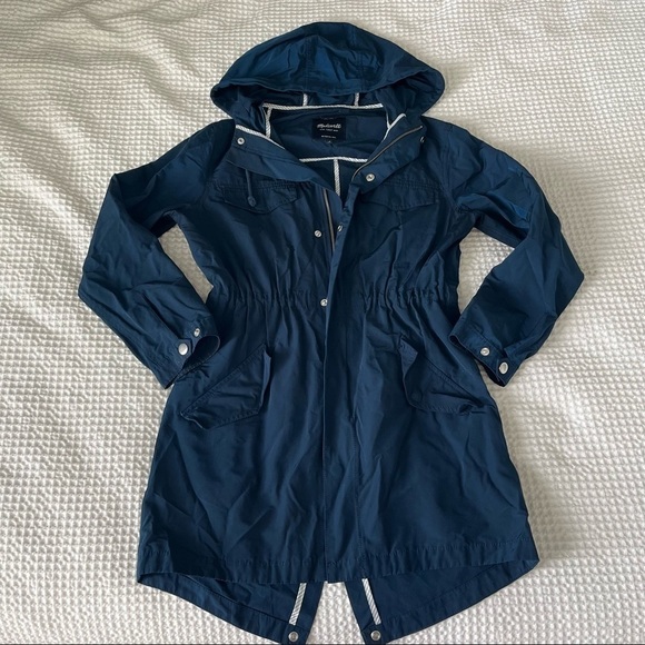 Madewell Hooded Fielder Anorak Jacket Coat in Navy Size Small - Picture 1 of 16